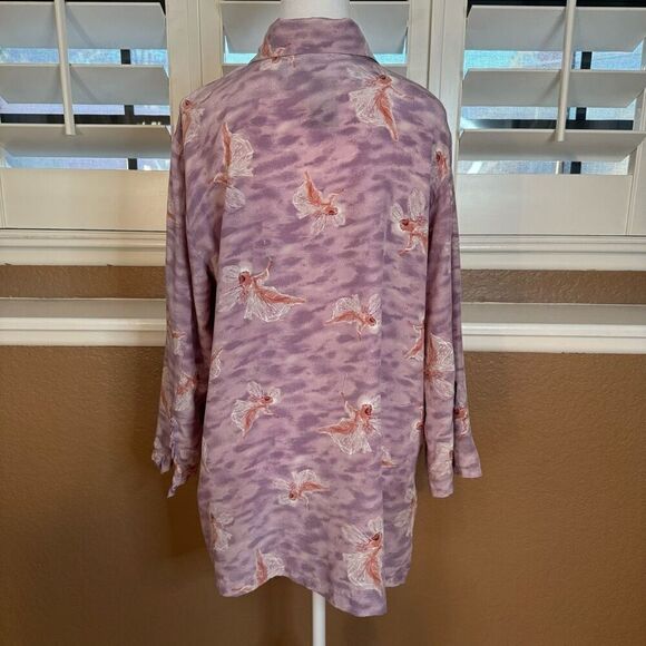Kirks Folly L Dance With The Fairies 100% Silk Blouse Pastel Purple Art To Wear - Picture 5 of 6